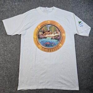 Vintage 90s Nature T-Shirt‎ Mens XL Pirate Dolphin Destination Uncola 7Up Promo